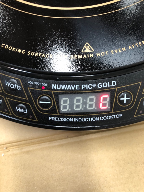 Photo 3 of **NONREFUNDABLE**FOR PARTS OR REPAIR**SEE NOTES**
NUWAVE Gold Precision Induction Cooktop, Portable, Powerful with Large 8” Heating Coil, 100°F to 575°F, 3 Wattage Settings 600, 900, and 1500 Watts, 12” Heat-Resistant Cooking Surface