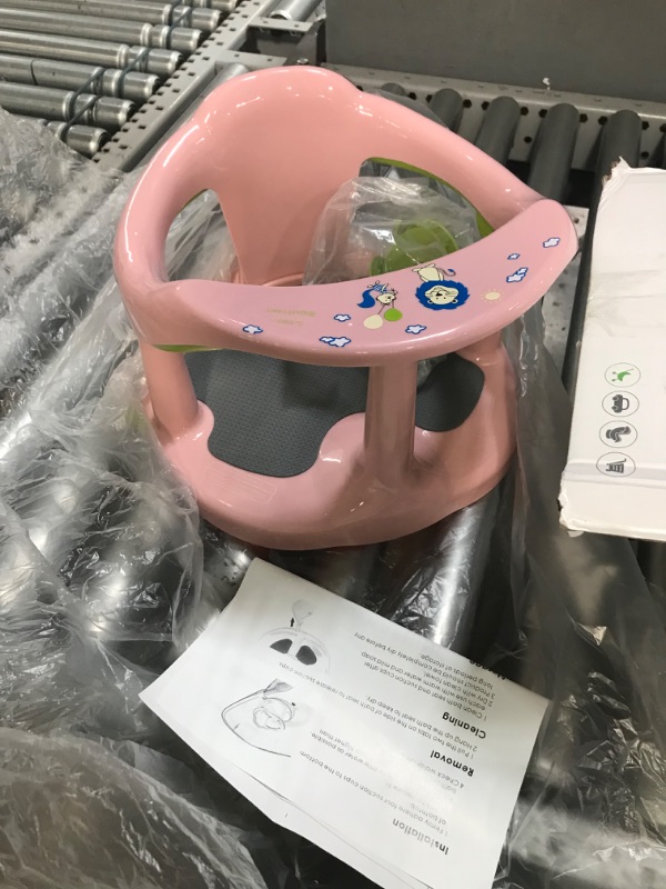 Photo 1 of Baby Bath Seat for Babies 6 to 18 Months / Non-Slip Infants Toddlers Taking Bath by Sitting in Bath Tub Chair 2022 Upgraded (pink)