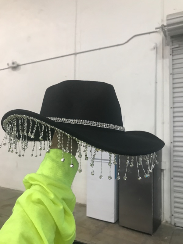 Photo 1 of black hat with diamonds 