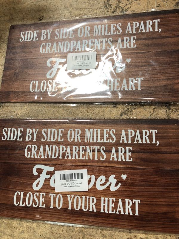 Photo 2 of 2 PACK Tokpac Country Style Wall Decor Grandparents are Forever Close to Your Heart Wooden Signs Rustic Hanging Wall Plaque Sign Home Decor Grandparent Present 10 x 5 Inches