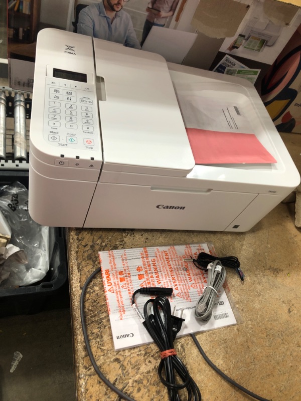 Photo 3 of Canon PIXMA TR4720 All-in-One Wireless Color Inkjet Printer, White - Print Copy Scan Fax - 2-Line LCD Display, 4800 x 1200 dpi, Auto 2-Side Printing, 20-Sheet ADF, DAODYANG Printer_Cable