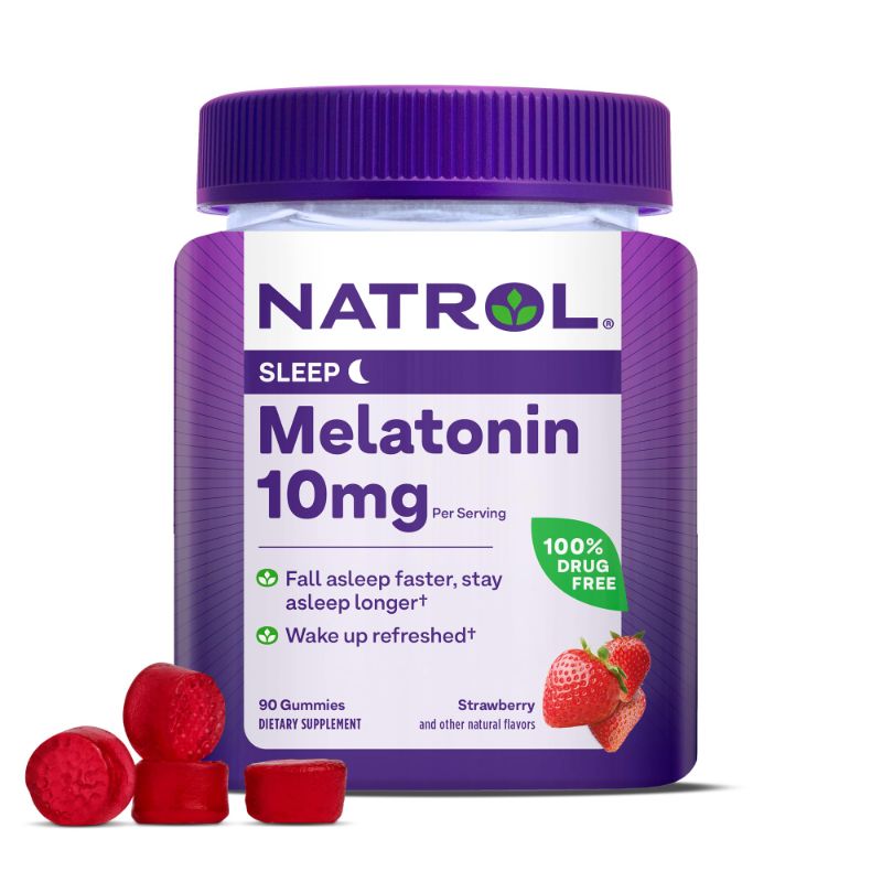 Photo 1 of 2 PACK Natrol Melatonin 10mg, Dietary Supplement for Restful Sleep, 90 Strawberry-Flavored Gummies, 45 Day Supply 10mg 90 Count (Pack of 1)