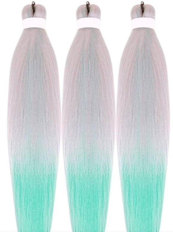 Photo 1 of 2 Pink Mint Green Braiding Hair Pre stretched Kanekalon Braiding Hair Extension