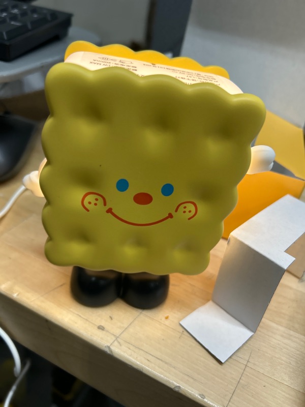 Photo 1 of Elstey Biscuit Lamp, Rechargeable Small Lamp Desk Decor with Smile Face Cute Biscuit Shape Room Decor Night Light for Bedroom, Bedside, Living Room, Dining, Desk Decorations, Gift