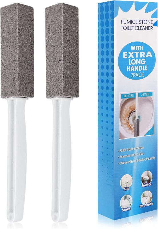 Photo 1 of 2 Pack Pumice Stone Toilet Bowl Cleaner with Extra Long Handle - Stain Remover - Pumice Toilet Cleaning Brush - Also Cleans Limescale, Hard Water Rings, Tiles, Iron and Rust
