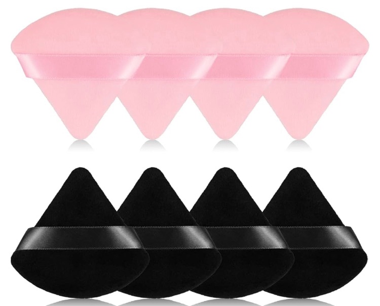 Photo 1 of 16Pcs of Triangular Powder Puff Makeup Sponges, Made of Super-soft Velvet, Designed for Contouring, Eye, and Corner, Beauty Blender Foundation Mixing Container