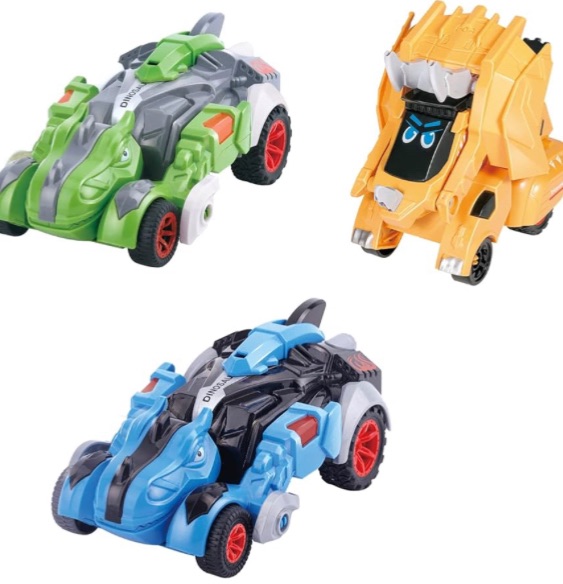 Photo 1 of  Dinosaur Toys for Kids 3-5, 3 Pack Transforming Cars, Dino Racing Toy for Boys Girls Toddlers, Transformers Playset for 3 4 5 Year Old Boy and Girl