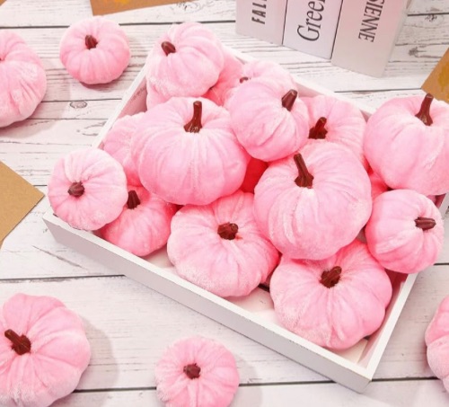 Photo 1 of 18 PIECE VELVET SMALL PINK PUMPKINS