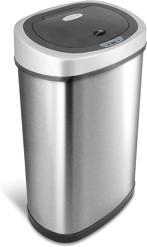 Photo 1 of 
NINESTARS DZT-50-9 Automatic Touchless Infrared Motion Sensor Trash Can, 13 Gal 50L, Stainless Steel Base (Oval, Silver/Black Lid)
Pattern Name:Trash Can