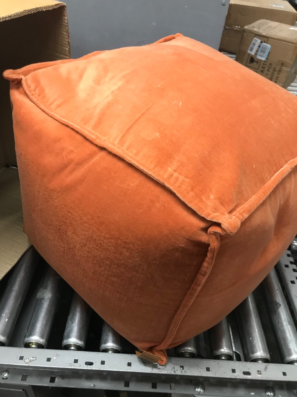 Photo 2 of 
Main + Mesa Modern Boho Cotton Velvet Pouf, Terracotta
Color:Terracotta