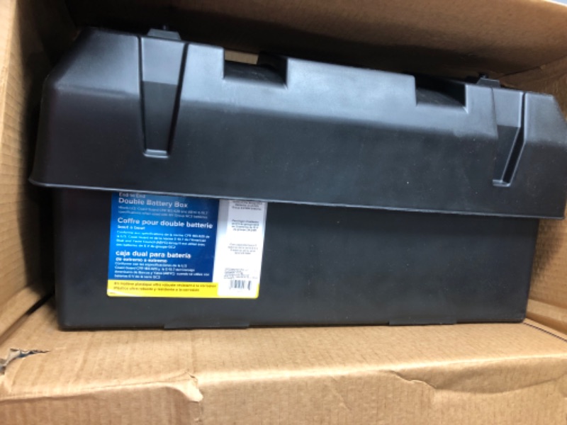 Photo 2 of Camco Heavy Duty Double Battery Box with Straps and Hardware - Group GC2 | Safely Stores RV, Automotive, and Marine Batteries | Measures Inside 21-1/2" x 7-3/8" x 11-3/16" | (55375) Frustration Free Packaging Double Battery Box