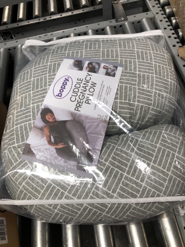 Photo 2 of Boppy Cuddle Pregnancy Pillow with Removable, Breathable Cover | Gray Basket Weave | Plush Contoured Support | Prenatal and Postnatal Positioning