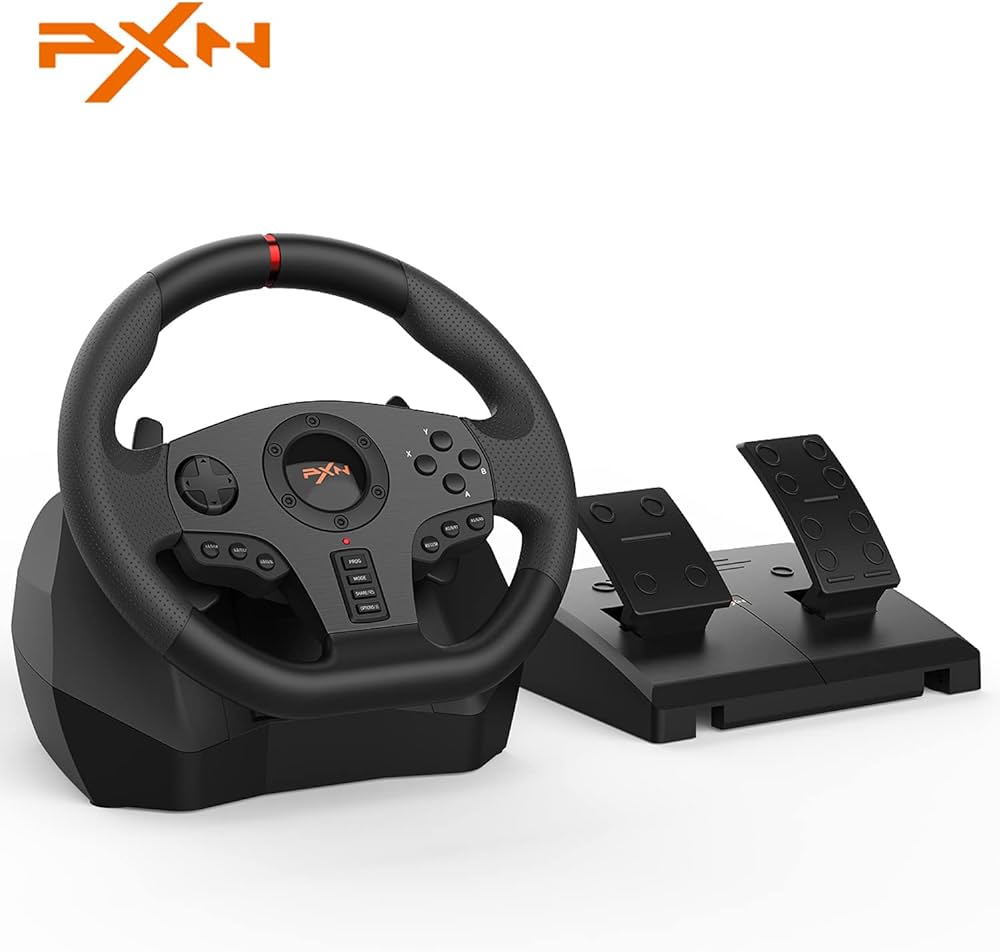 Photo 1 of PXN V900 Gaming Steering Wheel - 270/900° PC Racing Wheel with Linear Pedals & Left and Right Dual Vibration for PS4, PC, Switch
