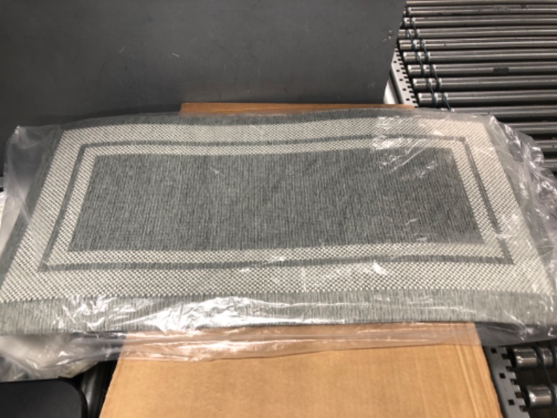 Photo 2 of (B841) Noa Grey Border Washable Accent Rug, 3x5
