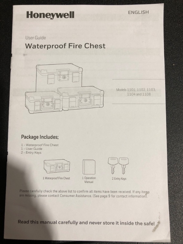 Photo 4 of * used item * see all images * 
Honeywell 0.24 cu. ft. Molded Fire Resistant and Waterproof Portable Chest with Carry Handle