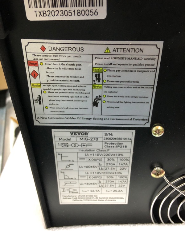 Photo 3 of ***FOR PARTS - MAJOR DAMAGE - SEE NOTES - NONREFUNDABLE***
VEVOR MIG Welder, 3 in 1 270 Amp Welding Machine, 110 220V