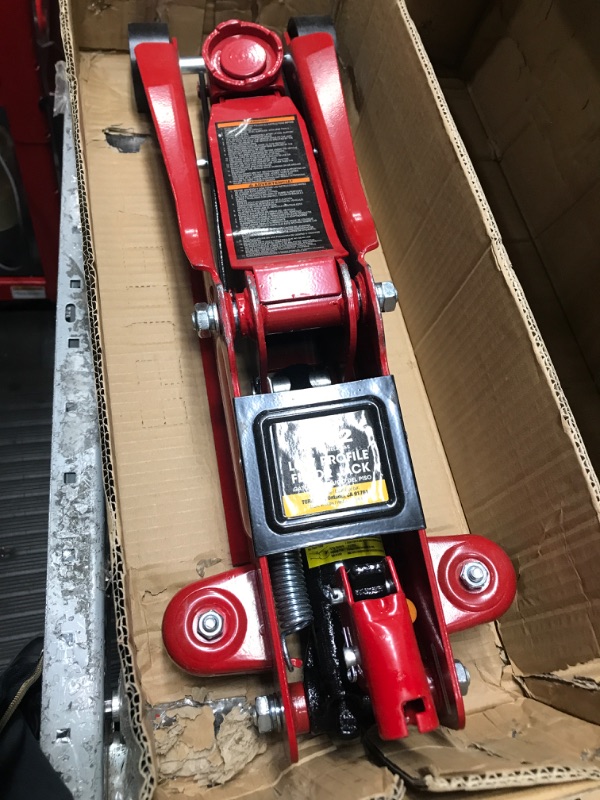 Photo 2 of BIG RED TAM825051 Torin Hydraulic Low Profile Trolley Service/Floor Jack with Single Piston Quick Lift Pump, 2.5 Ton (5,000 lb) Capacity, Red