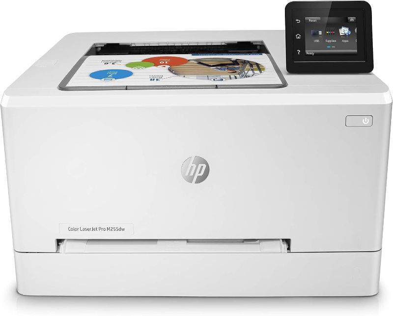Photo 1 of HP Color LaserJet Pro M255dw Wireless Laser Printer, Remote Mobile Print, Duplex Printing, Works with Alexa (7KW64A), White