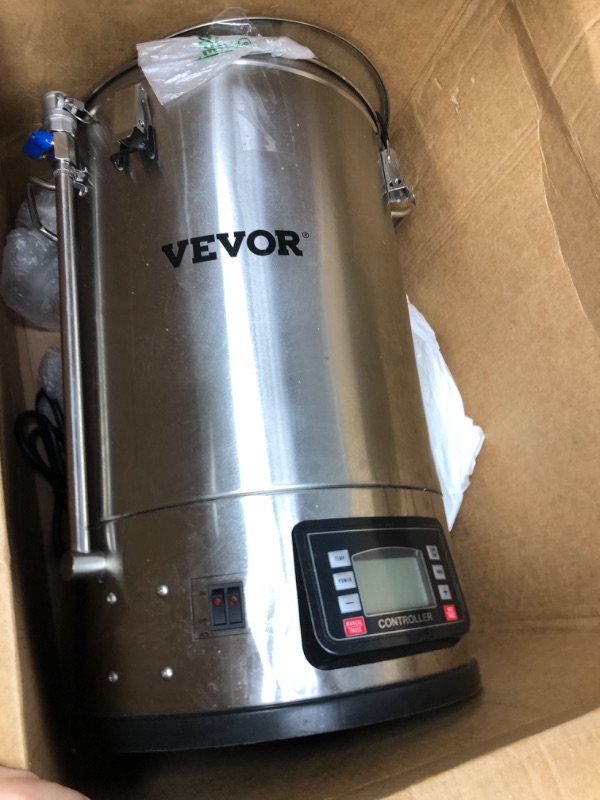 Photo 2 of VEVOR Electric Brewing System, 9.2 Gal/35 L Brewing Pot, All-in-One Home Beer Brewer w/Pump, Mash Boil Device w/Panel, Auto/Manual Mode 100-1800W Power 25-100? Temp 1-180 min Timer Recipe Memory