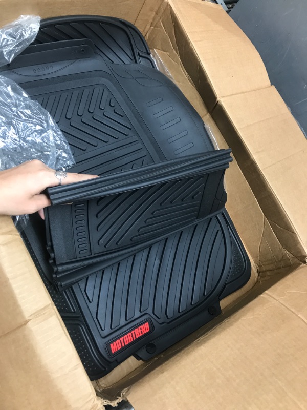 Photo 2 of Motor Trend FlexTough Performance All Weather Rubber Car Floor Mats with Cargo Liner (Black) & 923-BK Black FlexTough Contour Liners-Deep Dish Heavy Duty Rubber Floor Mats for Car SUV Truck & Van