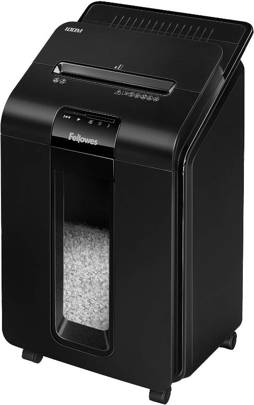 Photo 1 of *DID NOT POWER ON FOR PARTS*- Fellowes AutoMax Micro-Cut 100M Commercial Office Auto Feed 2-in-Paper Shredder with 100-Sheet Capacity

