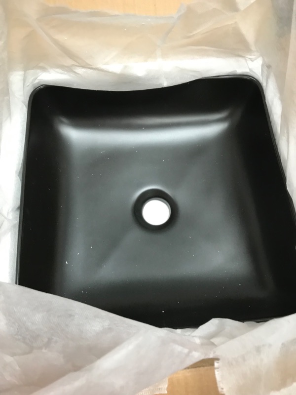 Photo 2 of 14 inch Black Square Ceramic Vessel Bathroom Sink