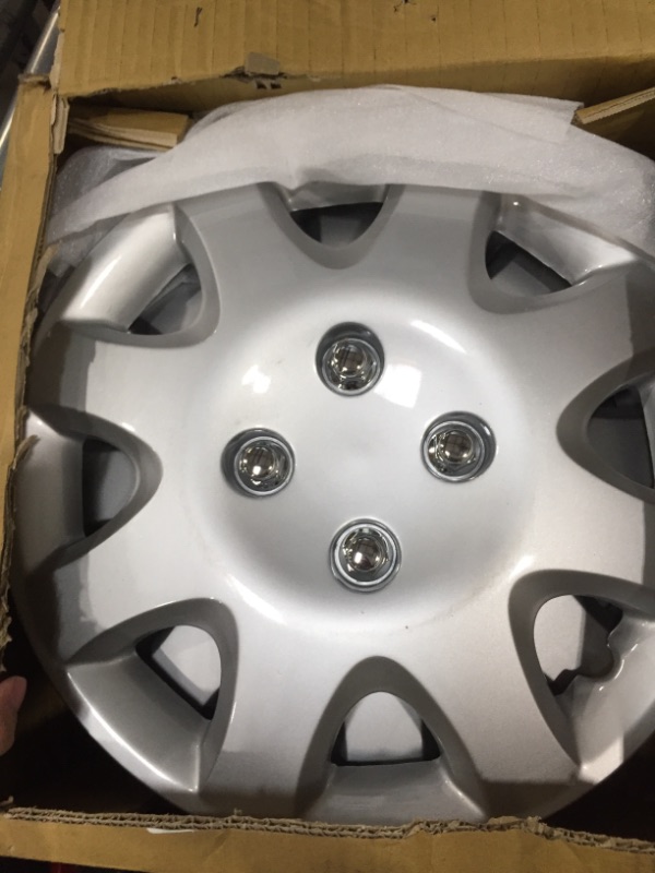 Photo 2 of KT Four ABS Plastic Silver Colored Hubcaps - 14 Inch Diameter