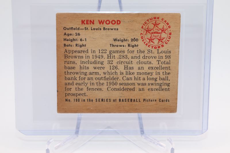 Photo 2 of 1950 Bowman Baseball Ken Wood (VG-Ex) St Louis Browns