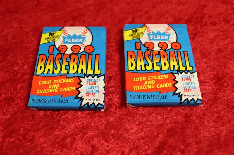 Photo 1 of 1990 Fleer Baseball wax packs x2 (Sealed)