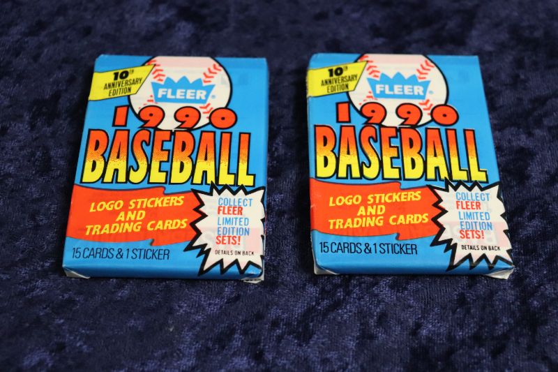 Photo 1 of 1990 Fleer Baseball wax packs x2 (Sealed)
