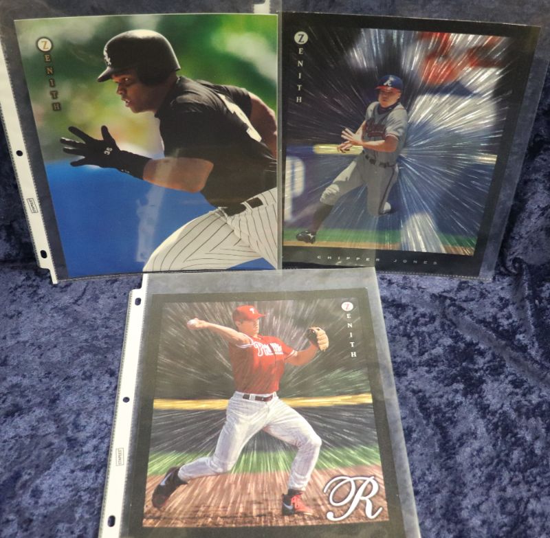 Photo 1 of Lot of 3 1997 Pinnacle Zenith 8x10 cards Thomas, Chipper, Rolen