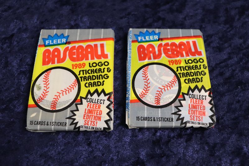 Photo 1 of 1989 Fleer Baseball wax packs x2 (Sealed) possible Fface Ripken