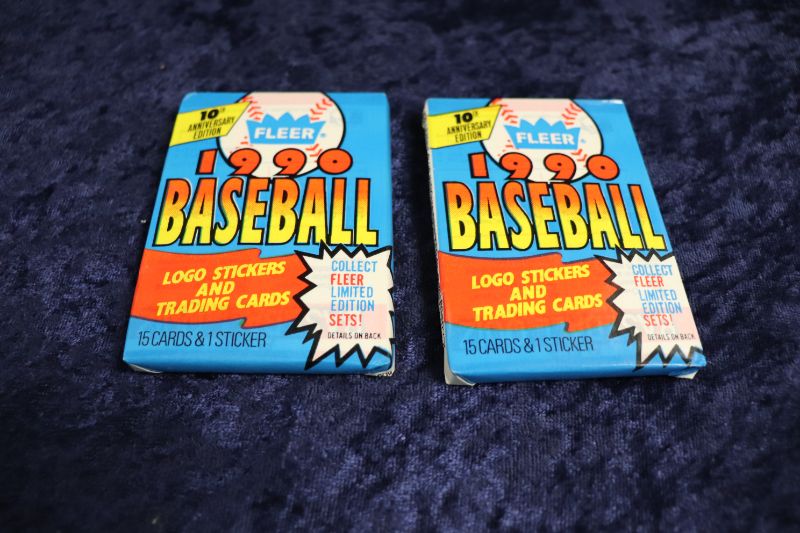 Photo 1 of 1990 Fleer Baseball wax packs x2 (Sealed)