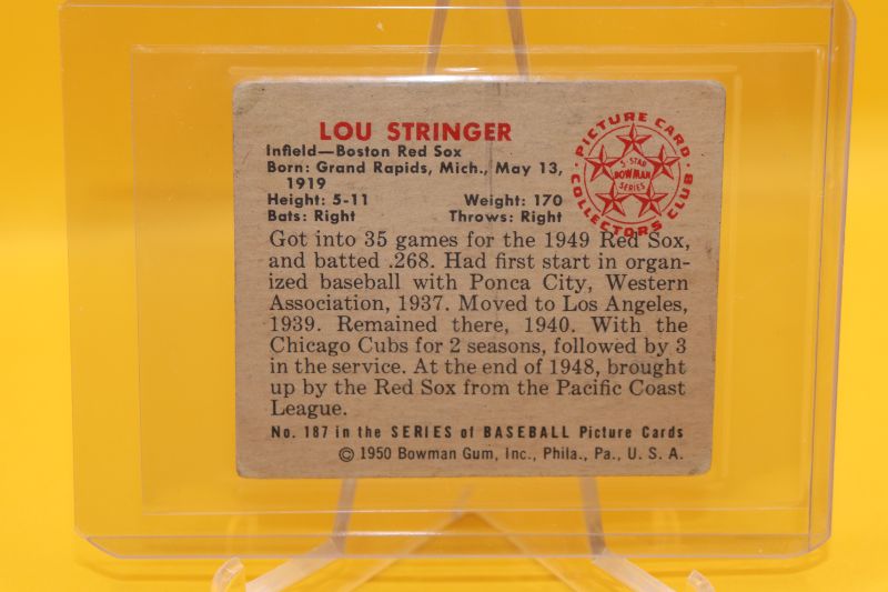 Photo 2 of 1950 Bowman Lou Stringer (VG-EX) Red Sox