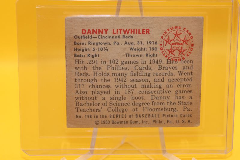 Photo 2 of 1950 Bowman Danny Litwhiler (EX) Reds