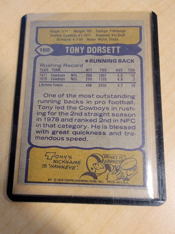 Photo 2 of 1979 TOPPS TONY DORSETT CARD - GREAT CONDITION