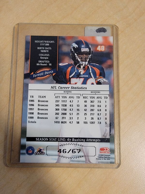 Photo 2 of 2000 DONRUSS TERRELL DAVIS - EXCELLENT CONDITION