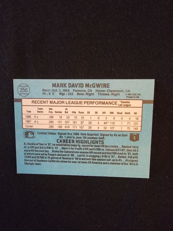 Photo 2 of 1988 MARK MCGWIRE DONRUSS CARD - EXCELLENT CONDITION