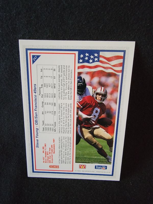 Photo 2 of 1992 STEVE YOUNG CARD - EXCELLENT CONDITION