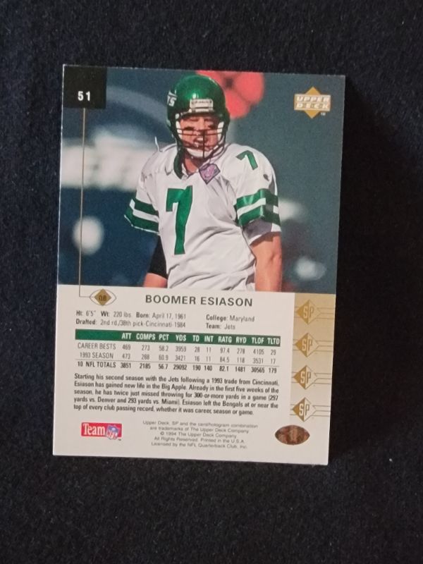 Photo 2 of 1994 BOOMER ESIASON PRO BOWL UPPER DECK CARD - EXCELLENT CONDITION