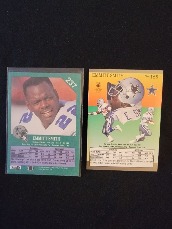Photo 2 of (2) 1991 EMMITT SMITH FLEER CARDS - EXCELLENT CONDITION