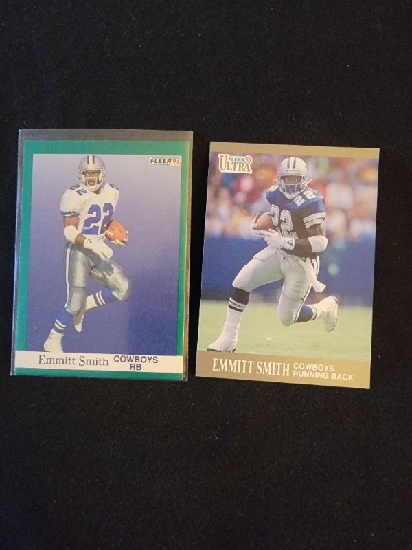 Photo 1 of (2) 1991 EMMITT SMITH FLEER CARDS - EXCELLENT CONDITION