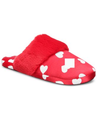 Photo 1 of L (9-10) INC International Concepts Women's Hearts Faux-Fur-Trim Slippers, Created for Macy's