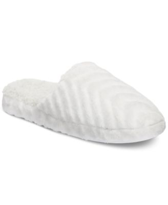 Photo 1 of M (7-8) Charter Club Women's Faux-Fur Chevron Slippers, Created for Macy's