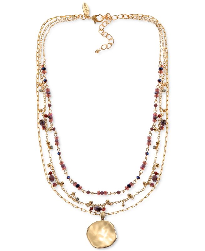 Photo 1 of Style & Co Gold-Tone Beaded Multi-Strand Pendant Necklace, 20" + 3" Extender, Created for Macy's