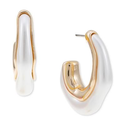 Photo 1 of INC Gold-Tone Color Sculptural J-Hoop Earrings, Created for Macy's - White