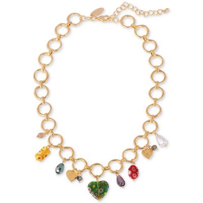 Photo 1 of Style & Co Gold-Tone Mixed Stone Bead & Heart Statement Necklace, 17 + 3 Extender, Created for Macy's - Gold