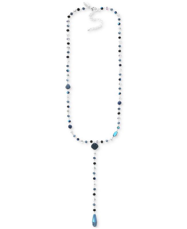 Photo 1 of Style & Co Mixed Stone & Bead Long Lariat Necklace, 28 + 3 Extender, Created for Macy's - Silver