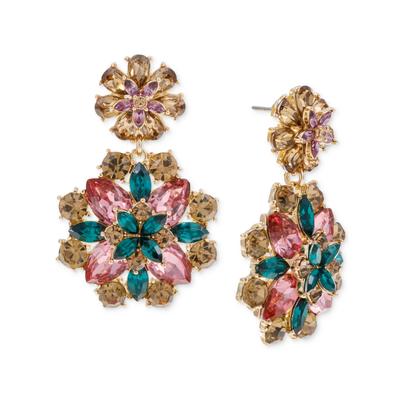 Photo 1 of Charter Club Gold-Tone Multicolor Mixed Stone Flower Drop Earrings, Created for Macy's