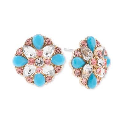 Photo 1 of Charter Club Gold-Tone Crystal China Blue Button Earrings, Created for Macy's - Blue